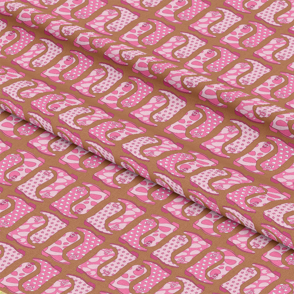 Pink Cowgirl Boots Pattern 2 Quilting Cotton Fabric