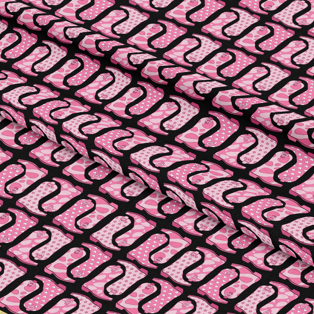 Pink Cowgirl Boots Pattern 3 Quilting Cotton Fabric