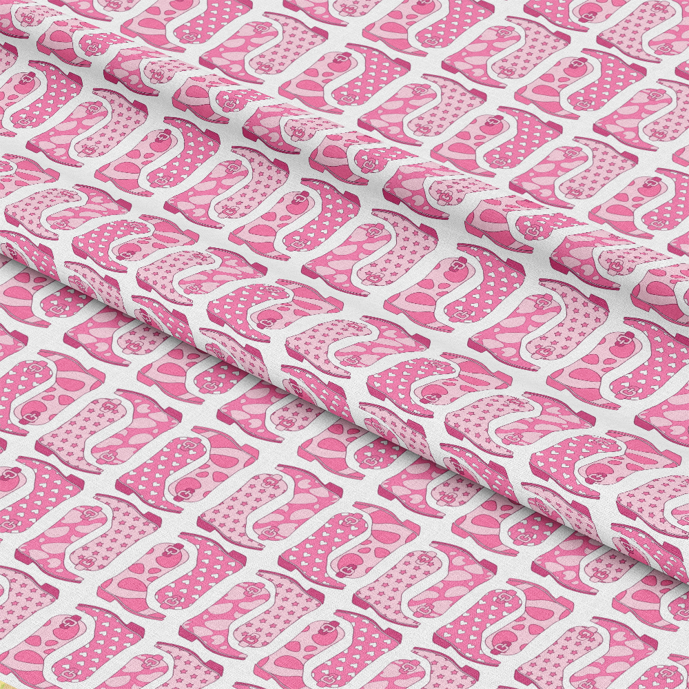 Pink Cowgirl Boots Pattern 4 Quilting Cotton Fabric