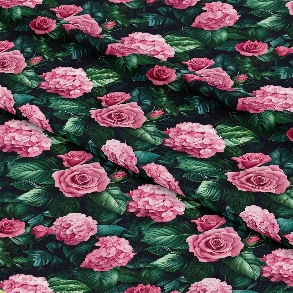 Pink Flowers and Tropical Leaves Pattern 14 Quilting Cotton Fabric