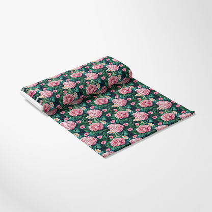 Pink Flowers and Tropical Leaves Pattern 2 Quilting Cotton Fabric