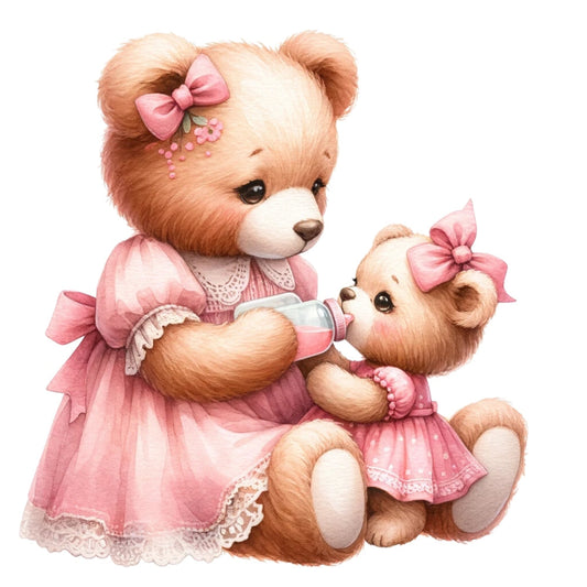 Pink Teddy Bears Fabric Panel 11