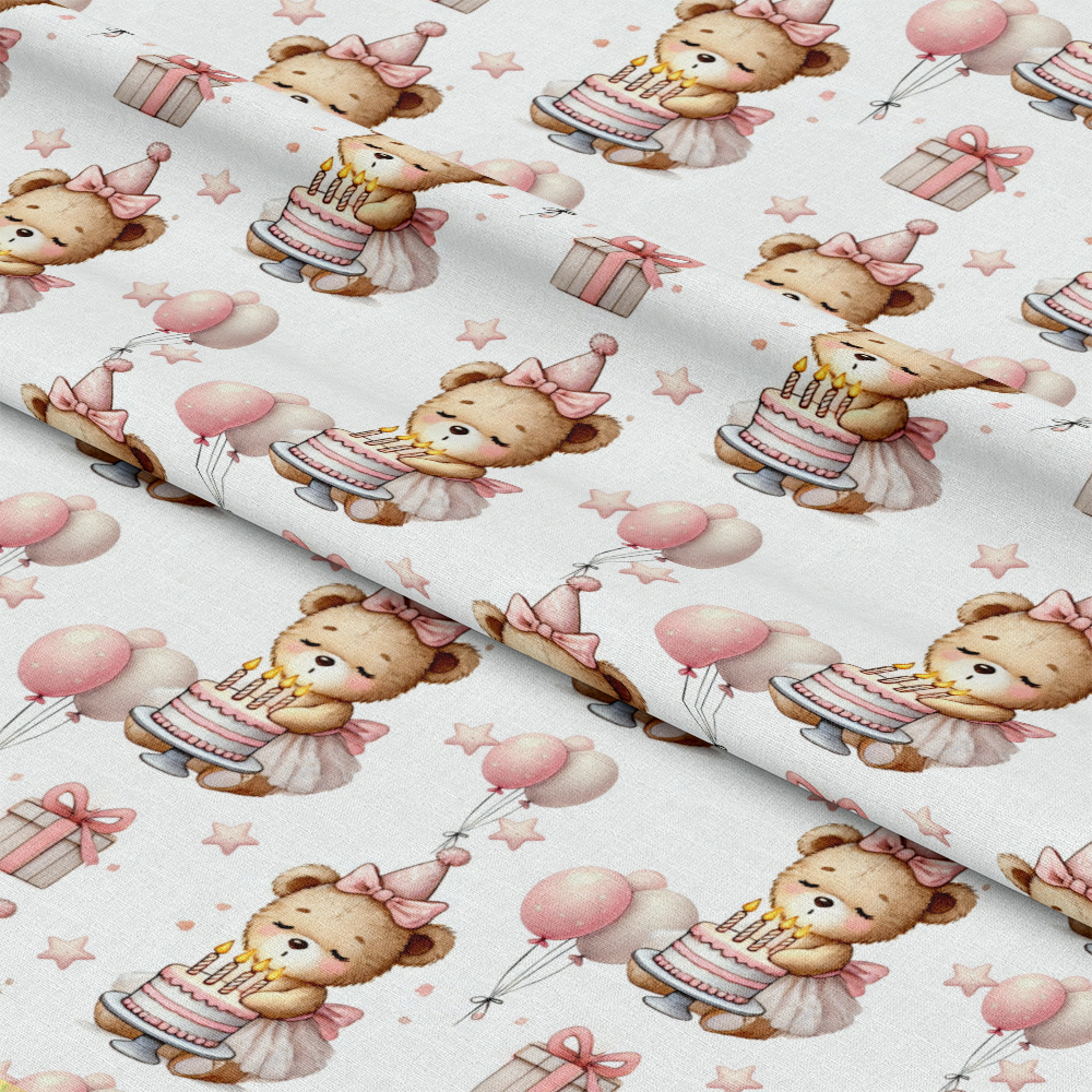 Pink Teddy Bears Pattern 3 Quilting Cotton Fabric
