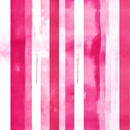 Vertical pink and white stripes with a watercolor texture.