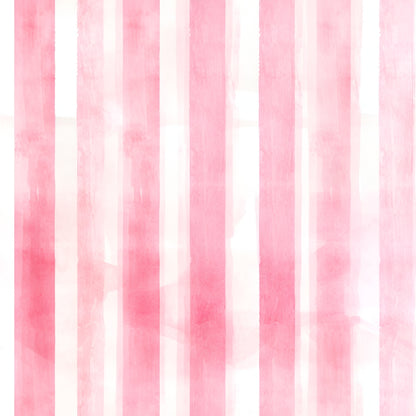 Vertical pink and white watercolor stripes on a textured background.