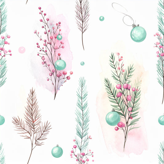 Pink Bows And Evergreen Pattern 10 Quilting Cotton Fabric