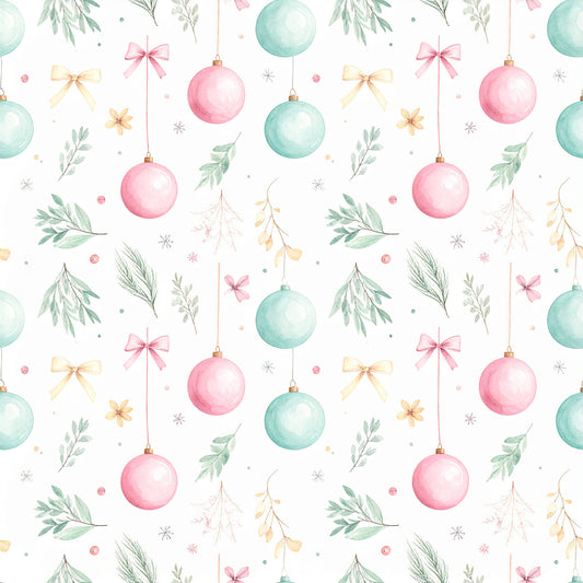 Pink Bows And Evergreen Pattern 20 Quilting Cotton Fabric