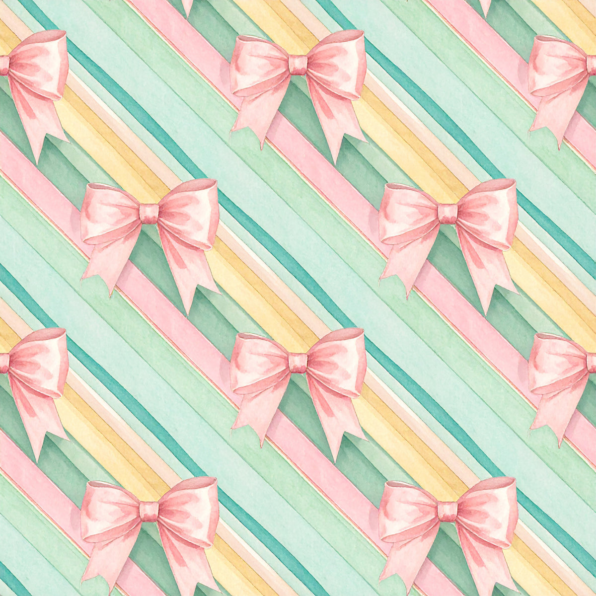 Pink Bows And Evergreen Pattern 27 Quilting Cotton Fabric