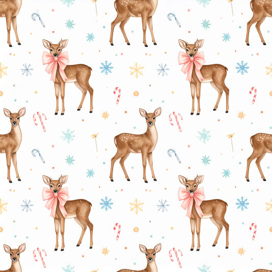 Pink Bows And Evergreen Pattern 28 Quilting Cotton Fabric