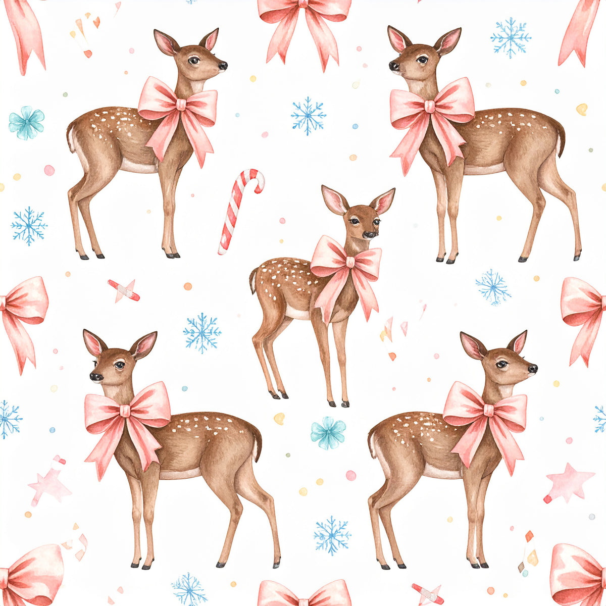 Pink Bows And Evergreen Pattern 29 Quilting Cotton Fabric