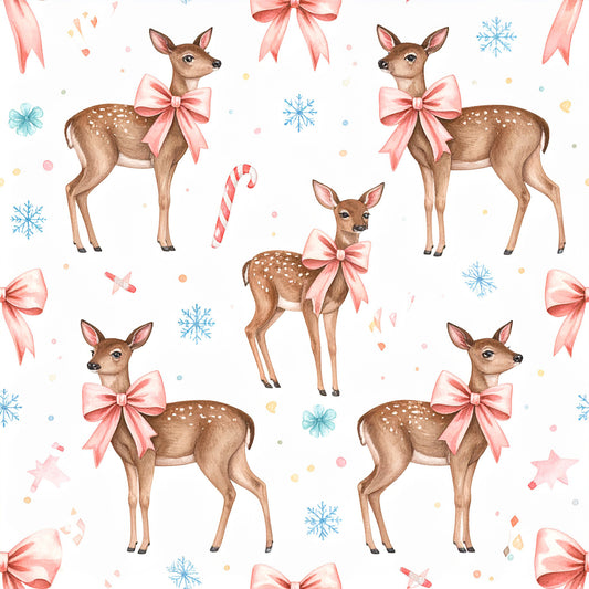 Pink Bows And Evergreen Pattern 29 Quilting Cotton Fabric