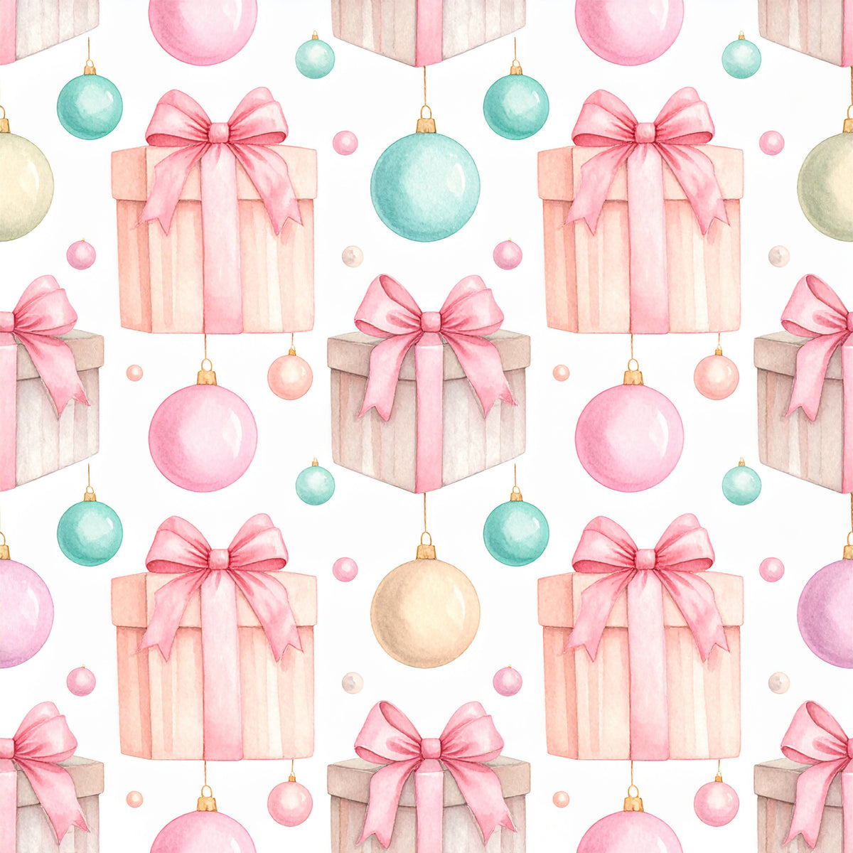 Pink Bows And Evergreen Pattern 6 Quilting Cotton Fabric