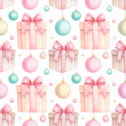 Pink Bows And Evergreen Pattern 6 Quilting Cotton Fabric