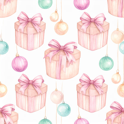 Pink Bows And Evergreen Pattern 7 Quilting Cotton Fabric