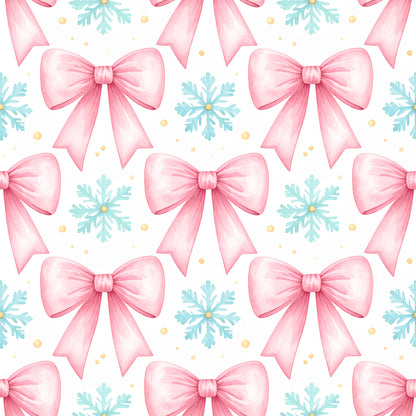 Pink Bows And Evergreen Pattern 9 Quilting Cotton Fabric