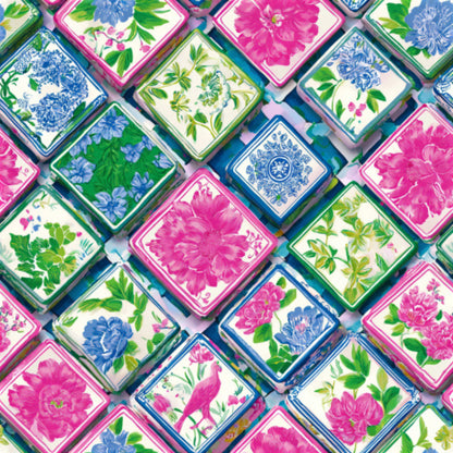 Pink Chinoiserie Mahjong Pattern 1 Quilting Cotton Fabric
