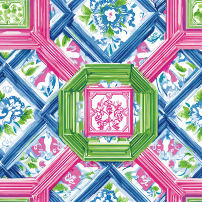 Pink Chinoiserie Mahjong Pattern 5 Quilting Cotton Fabric