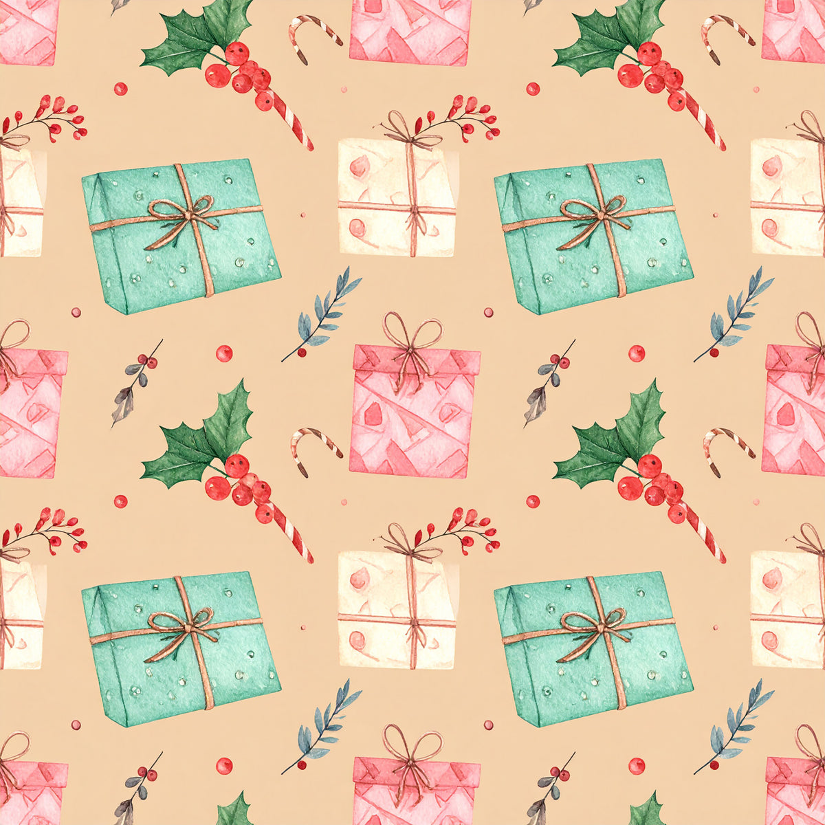 Pink Christmas Candy Pattern 11 Quilting Cotton Fabric