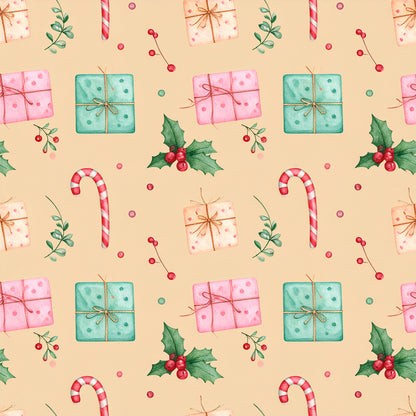 Pink Christmas Candy Pattern 12 Quilting Cotton Fabric