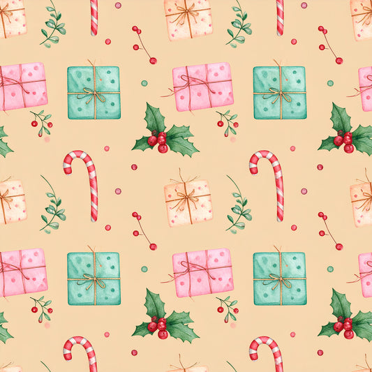 Pink Christmas Candy Pattern 12 Quilting Cotton Fabric