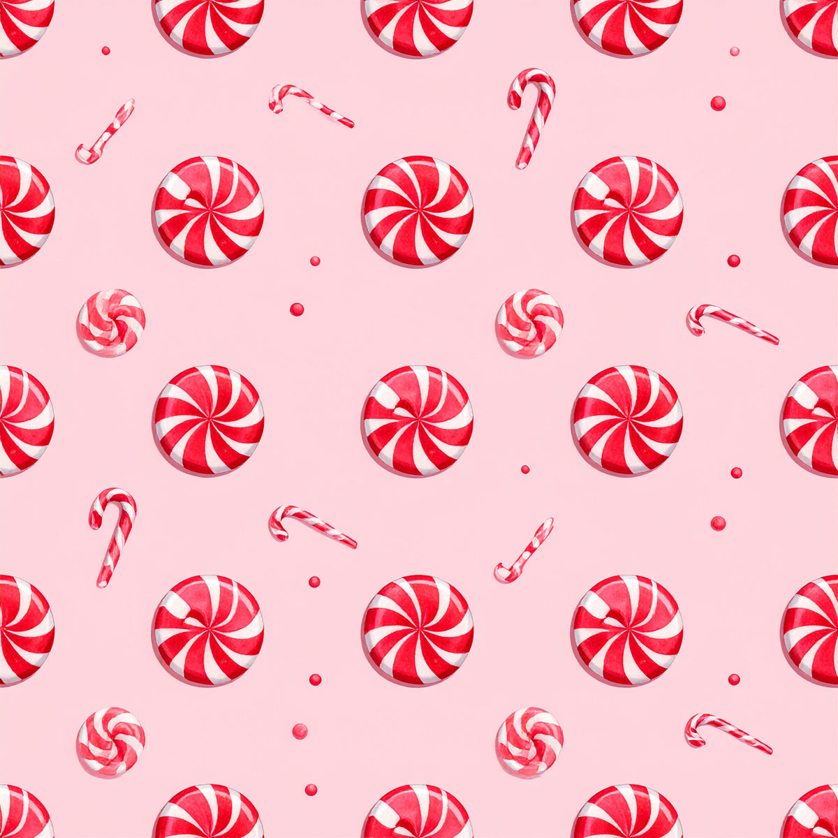 Pink Christmas Candy Pattern 17 Quilting Cotton Fabric