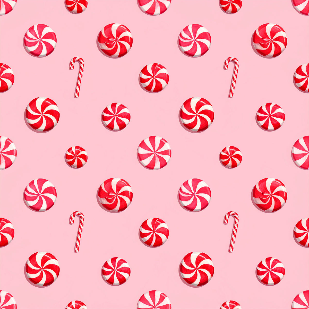 Pink Christmas Candy Pattern 18 Quilting Cotton Fabric