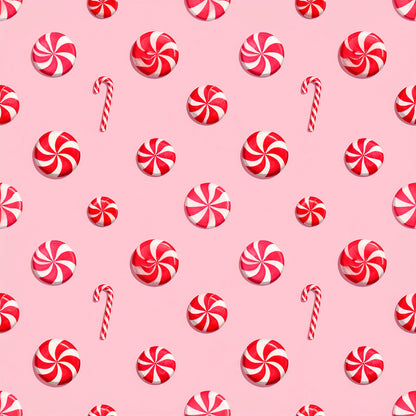 Pink Christmas Candy Pattern 18 Quilting Cotton Fabric