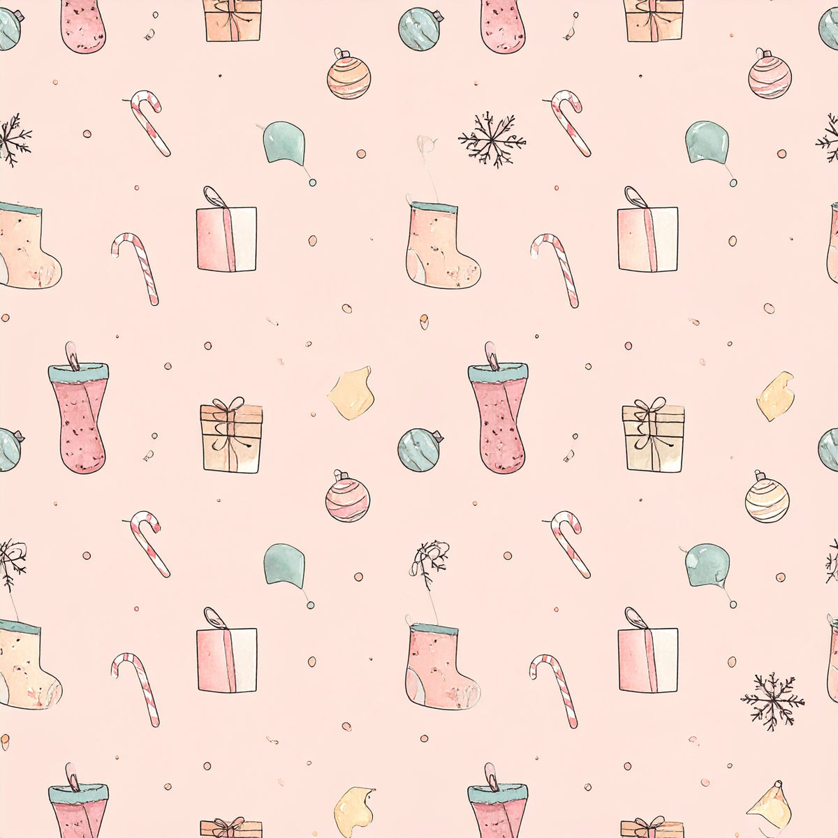 Pink Christmas Candy Pattern 2 Quilting Cotton Fabric