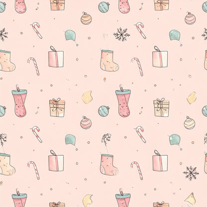 Pink Christmas Candy Pattern 2 Quilting Cotton Fabric