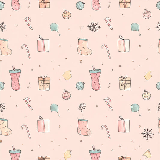 Pink Christmas Candy Pattern 2 Quilting Cotton Fabric