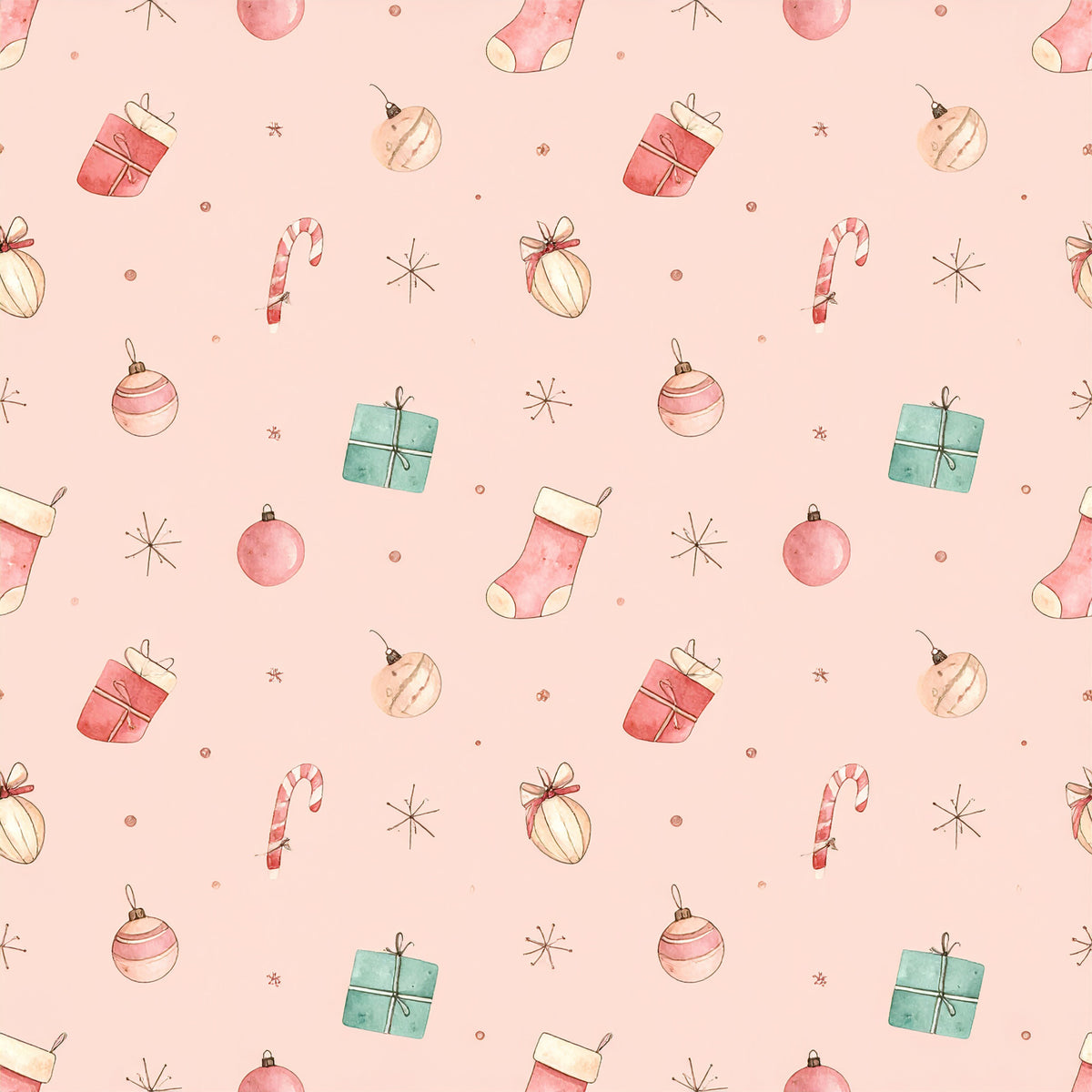 Pink Christmas Candy Pattern 3 Quilting Cotton Fabric