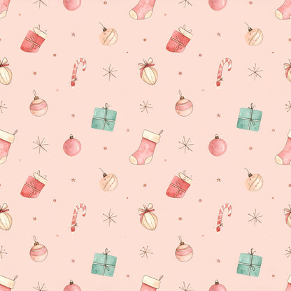 Pink Christmas Candy Pattern 3 Quilting Cotton Fabric