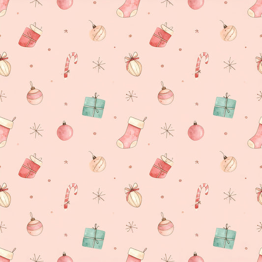 Pink Christmas Candy Pattern 3 Quilting Cotton Fabric