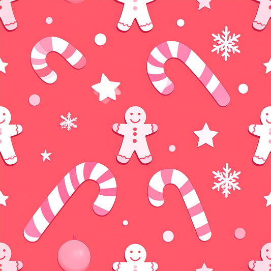 Pink Christmas Candy Pattern 7 Quilting Cotton Fabric
