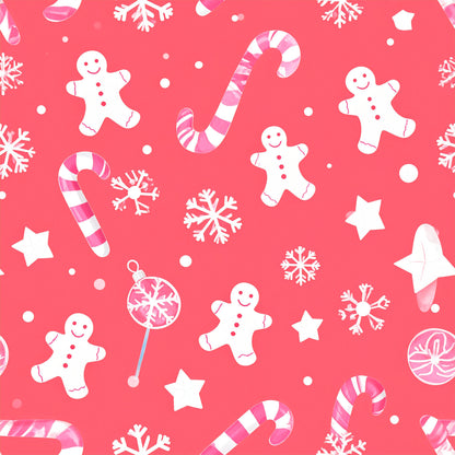 Pink Christmas Candy Pattern 8 Quilting Cotton Fabric