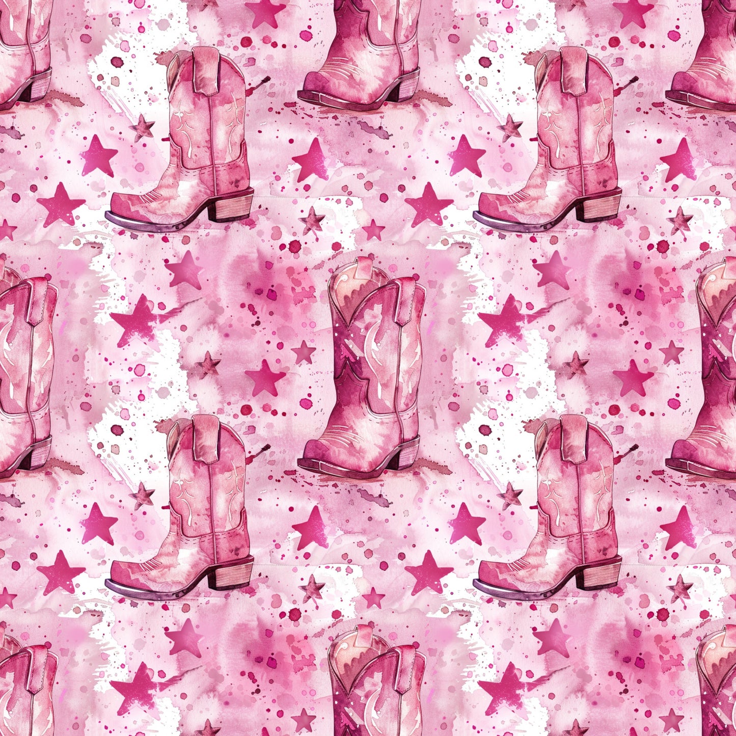 Pink Cowboy Boots Pattern 1 Quilting Cotton Fabric