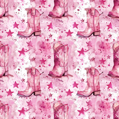 Pink Cowboy Boots Pattern 1 Quilting Cotton Fabric