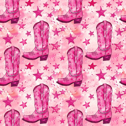 Pink Cowboy Boots Pattern 10 Quilting Cotton Fabric