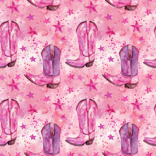 Pink Cowboy Boots Pattern 11 Quilting Cotton Fabric