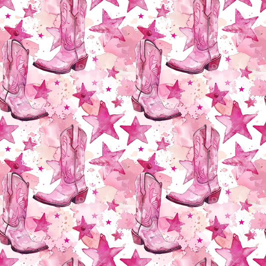 Pink Cowboy Boots Pattern 12 Quilting Cotton Fabric