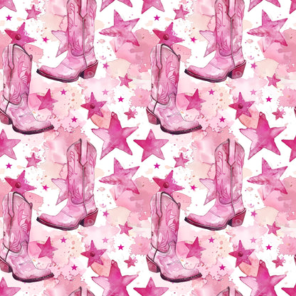 Pink Cowboy Boots Pattern 12 Quilting Cotton Fabric