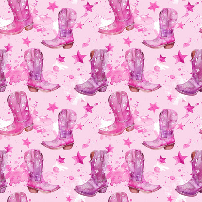 Pink Cowboy Boots Pattern 13 Quilting Cotton Fabric