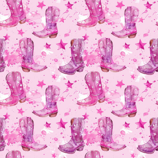 Pink Cowboy Boots Pattern 13 Quilting Cotton Fabric