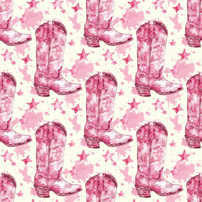 Pink Cowboy Boots Pattern 14 Quilting Cotton Fabric