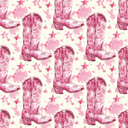 Pink Cowboy Boots Pattern 14 Quilting Cotton Fabric