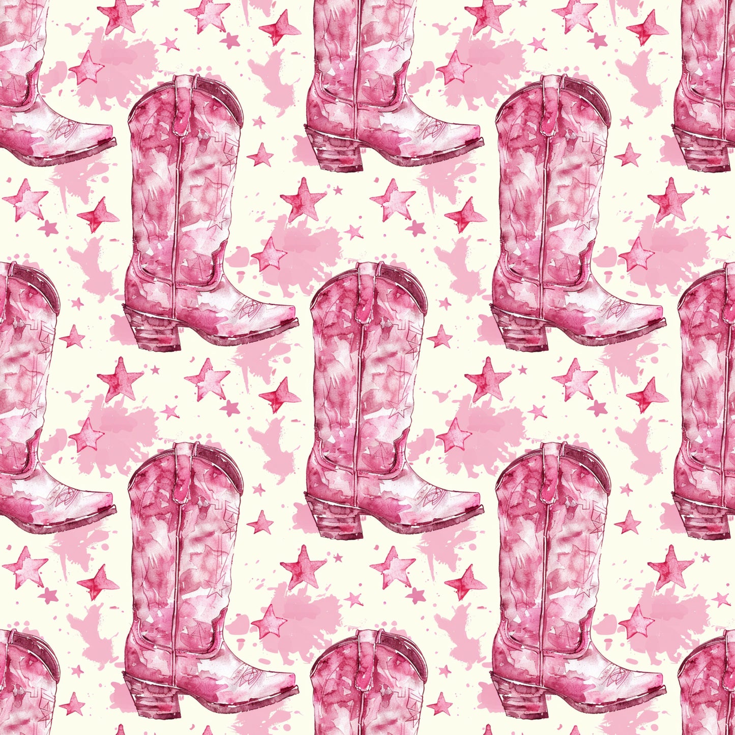Pink Cowboy Boots Pattern 14 Quilting Cotton Fabric