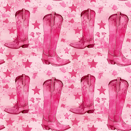 Pink Cowboy Boots Pattern 15 Quilting Cotton Fabric