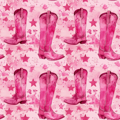 Pink Cowboy Boots Pattern 15 Quilting Cotton Fabric