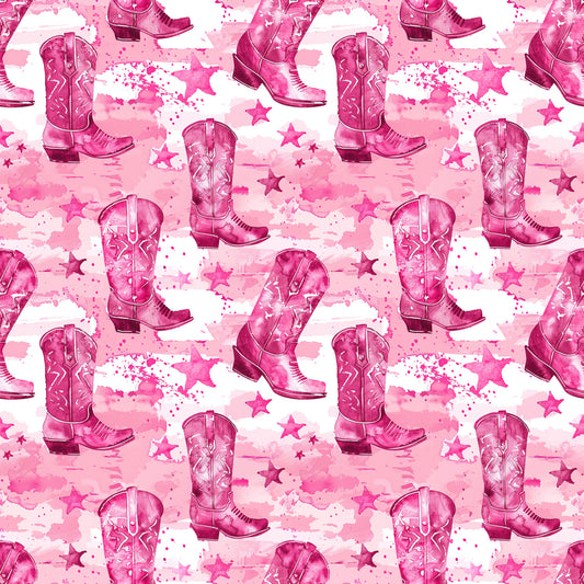 Pink Cowboy Boots Pattern 16 Quilting Cotton Fabric