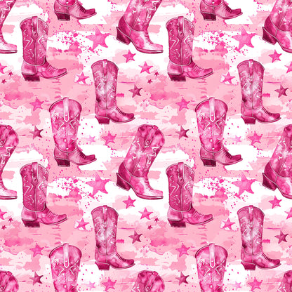 Pink Cowboy Boots Pattern 16 Quilting Cotton Fabric